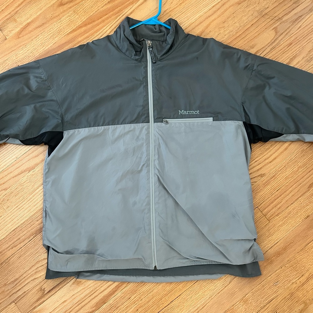 XXL Men's Marmot Gray Full Zip Fleece Lined Lightweight Windbreaker Jacket